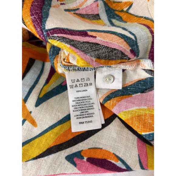 C&C California Sleeveless Tank Top Shirt Size M 100% Linen Tropical Lemon Beach - Picture 3 of 8